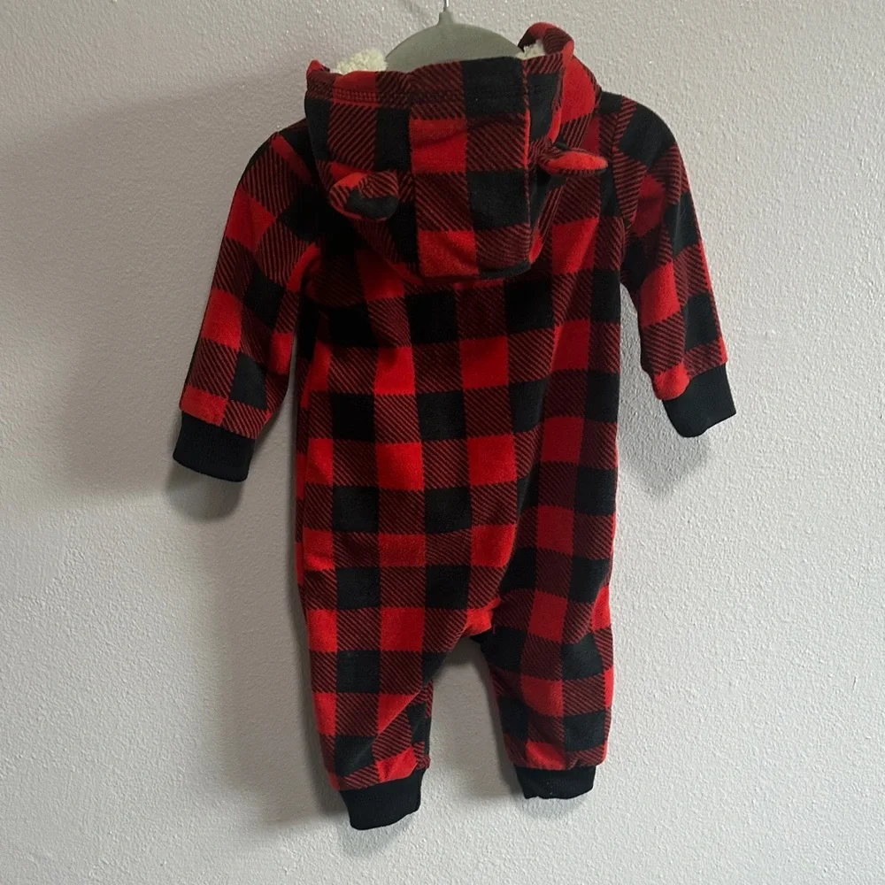 Carter's Red and Black Plaid Footie